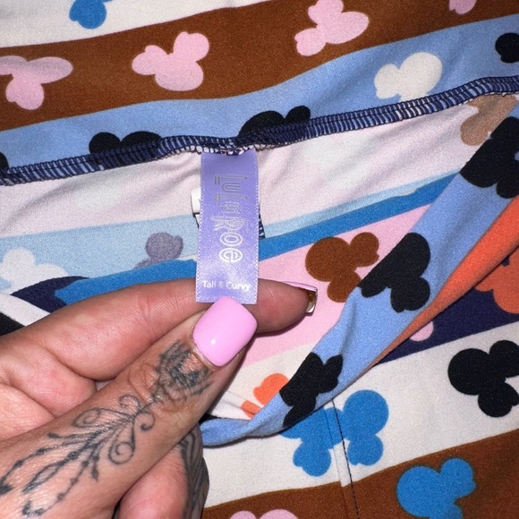 LuLaRoe Kids Leggings with Mickey Mouse Stripes - Picture 3 of 4